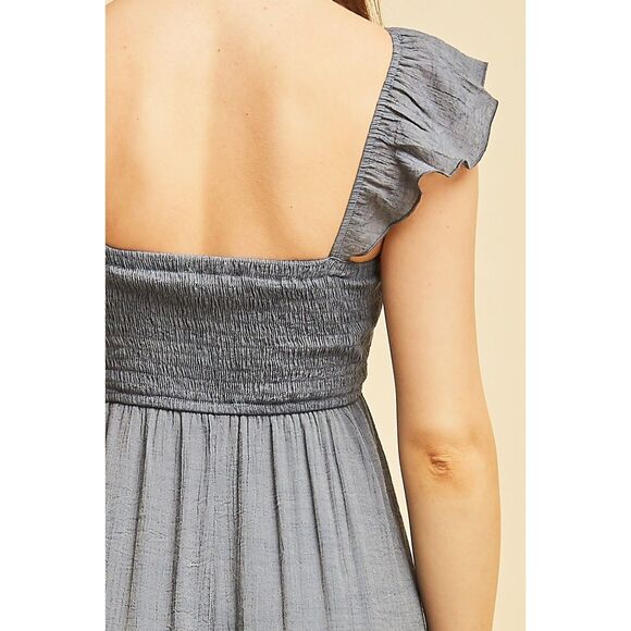 Long Tiered Maxi Sundress in Denim Color by Entro - Picture 7 of 8